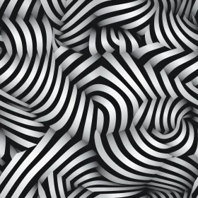 Curved Black and White Striped Pattern - Seamless Design