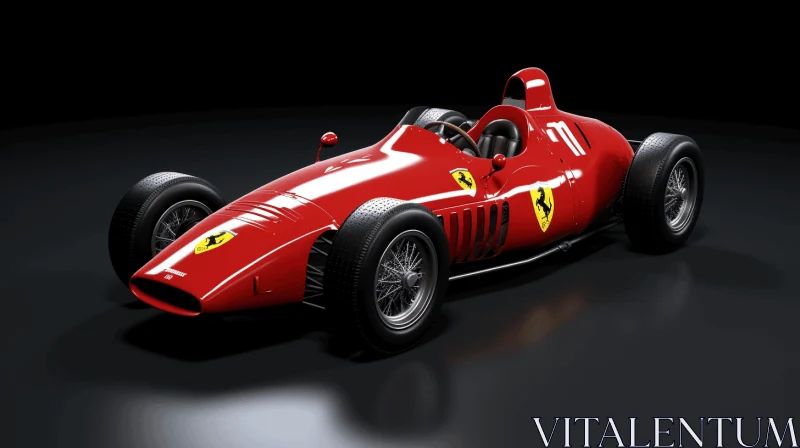 Dynamic Red Racing Car on Dark Background | Hyperrealistic Illustrations AI Image