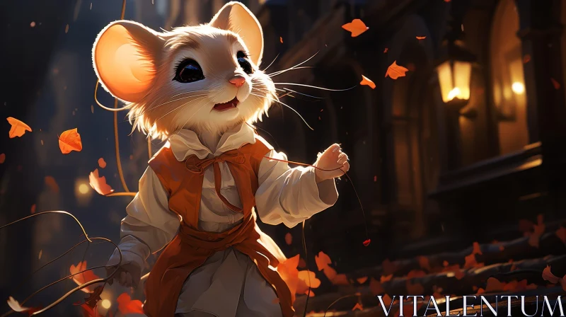 Enchanting Mouse Painting on Wooden Table AI Image