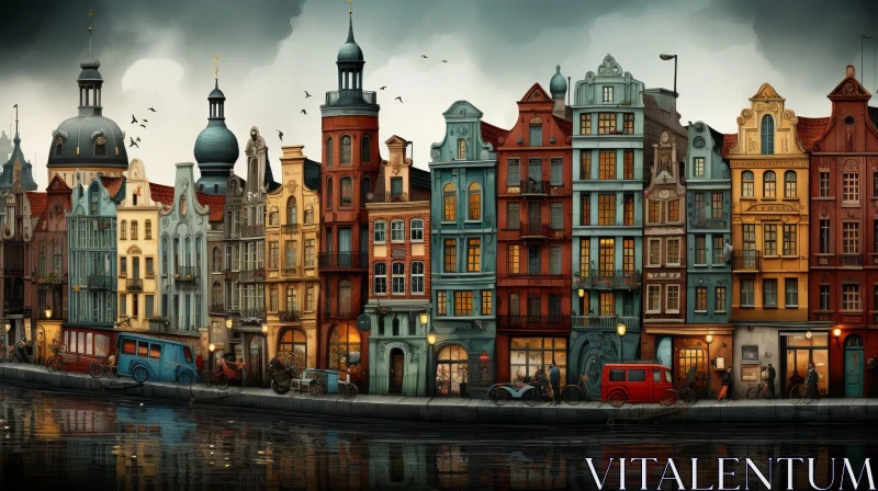 European City Streetscape in Realistic Style AI Image