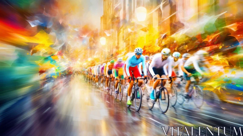 Exciting Bicycle Race Painting AI Image