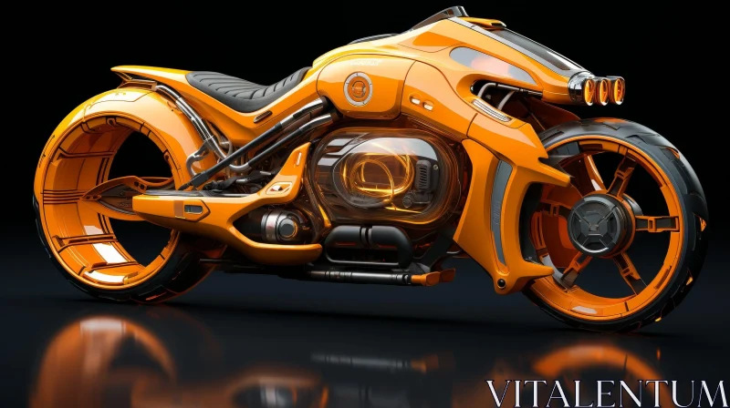 Futuristic Orange Motorcycle | 3D Rendering AI Image