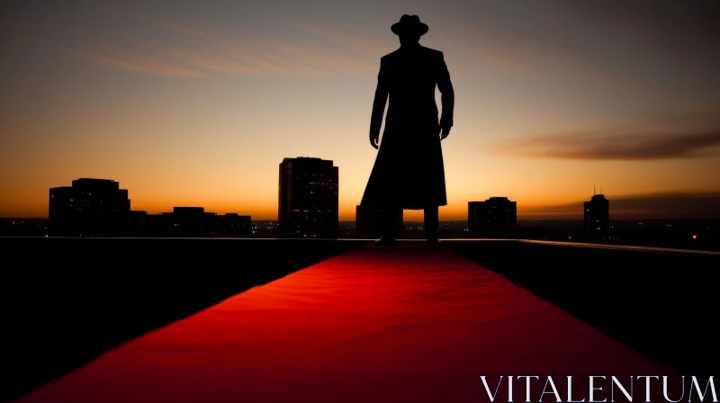 Man on Rooftop at Sunset AI Image