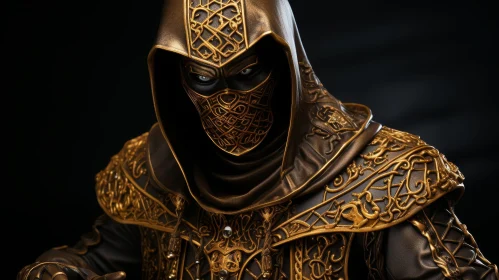 Mysterious Golden Masked Male Character Portrait