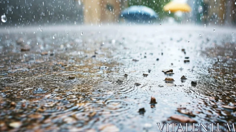 Raindrops on Wet Asphalt - Capturing the Beauty of a Rainy Day AI Image