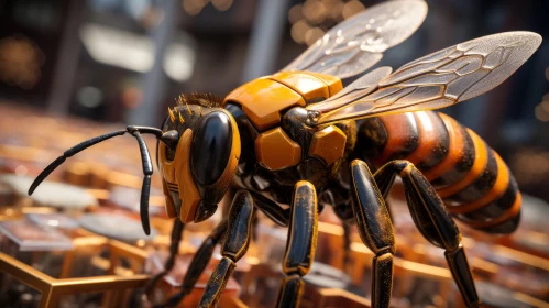 Robot Bee in Illuminated Cityscape - An Artistic Approach