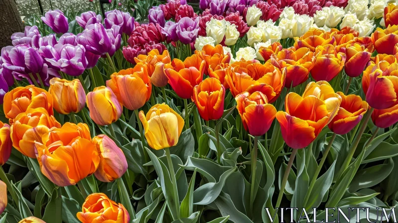 Vibrant Tulip Field: A Captivating Display of Nature's Beauty AI Image