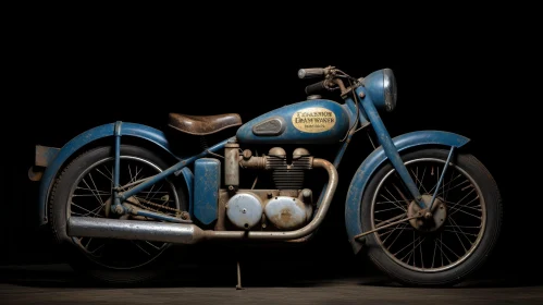Vintage Blue Motorcycle from 1940s/50s