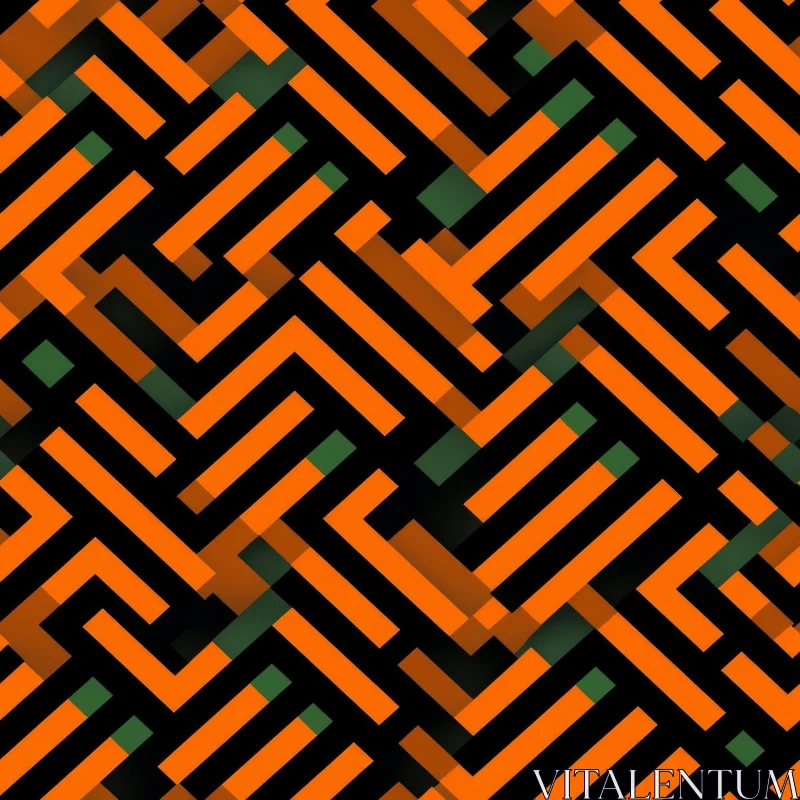 Bold Geometric Pattern in Orange and Green AI Image