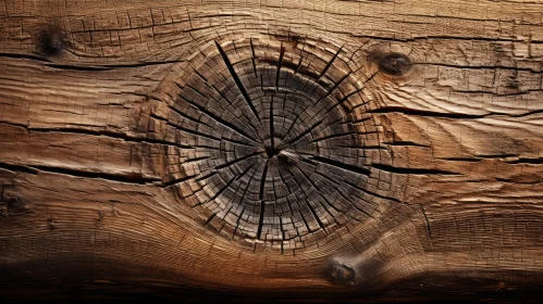 Brown Wooden Knot Close-up with Rough Texture