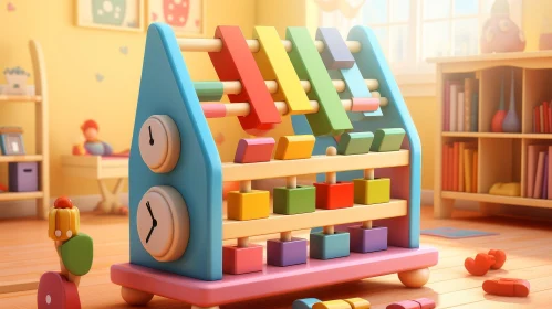 Colorful Wooden Toy for Children in Playroom