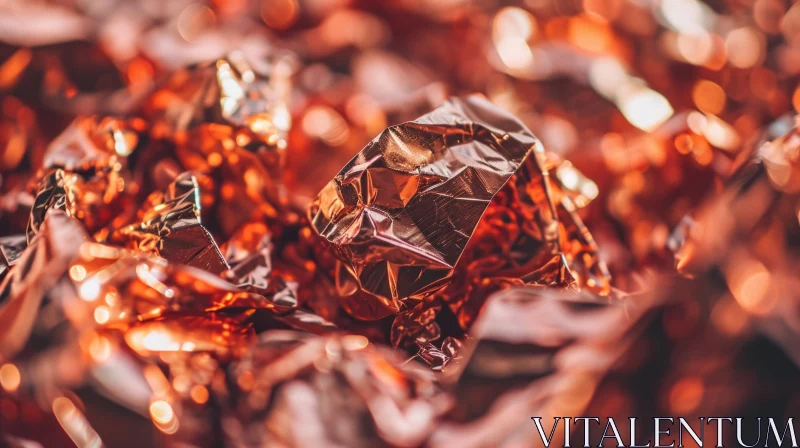 Crumpled Copper Foil: A Dreamy Close-Up with a Warm Glow AI Image