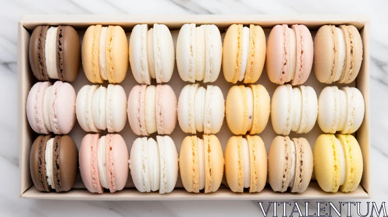 AI ART Delicate and Colorful Macarons in a White Box - Top View