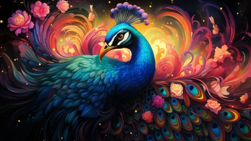 Majestic Peacock Digital Painting