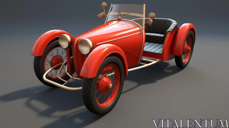 AI ART Red Vintage Car - Classic 1930s Automobile
