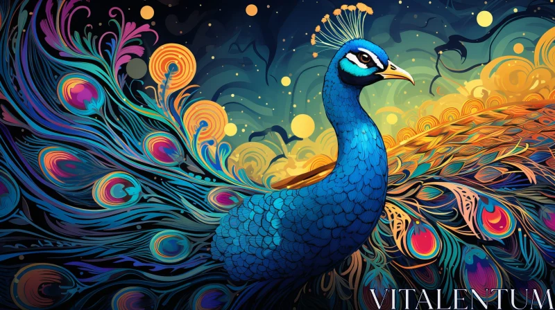 Surreal Peacock Digital Painting AI Image
