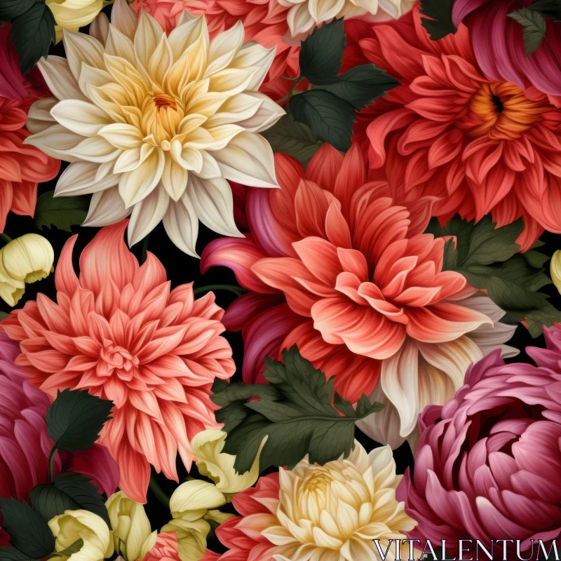 Vibrant Dahlia Floral Pattern for Home Decor AI Image
