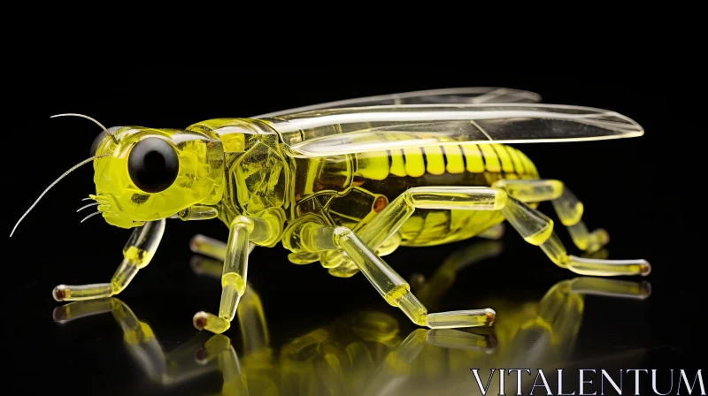 Intricate Yellow Fly Sculpture in Cyberpunk and Miniaturecore Style AI Image