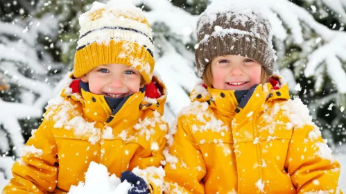 Joyful Boys Playing in Snow