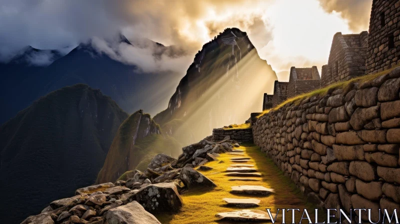Machu Picchu: Ancient Inca City in the Andes Mountains AI Image