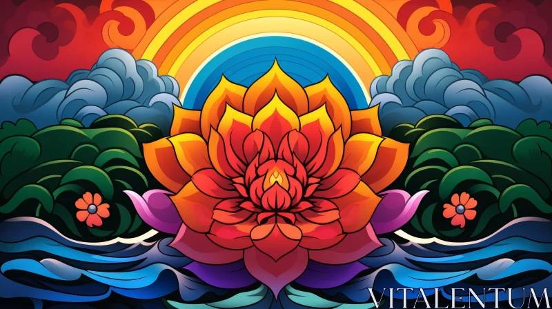 Vibrant Lotus Flower in Full Bloom AI Image