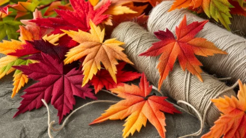 Close-Up of Fall Leaves in Red, Orange, Yellow, and Green Colors