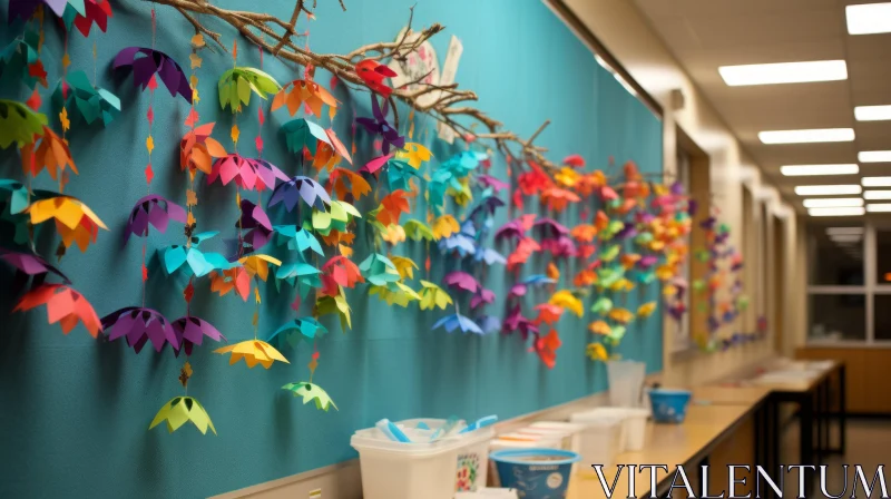 Colorful Paper Art Hallway - A Joyful Celebration of Nature AI Image