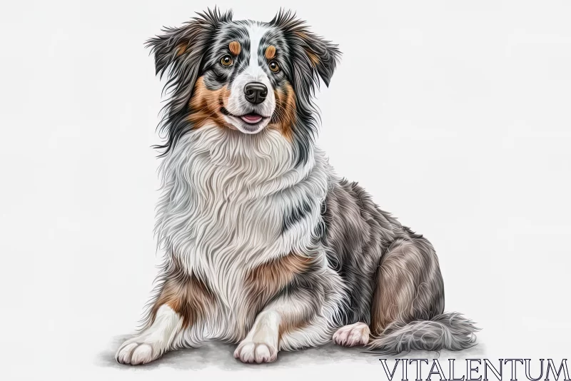 Detailed Illustration of Australian Shepherd Dog - Colorful and Bold AI Image