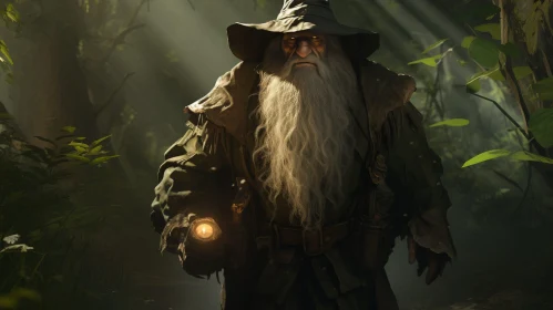 Enchanting Wizard in Forest - Fantasy Art