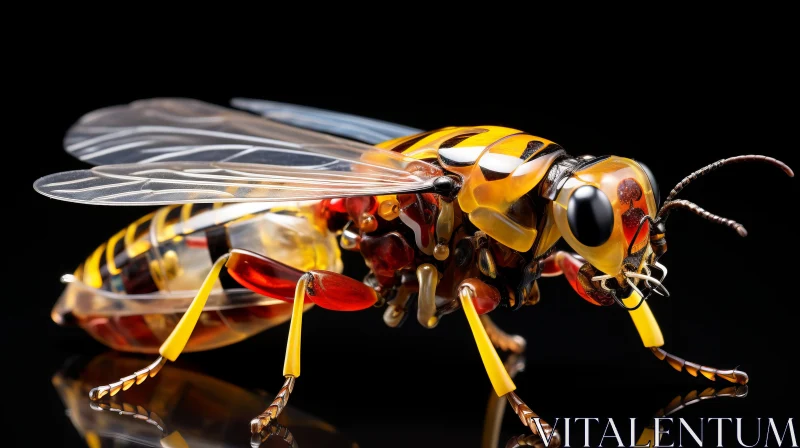 Exquisite Glass and Metal Wasp Sculpture AI Image