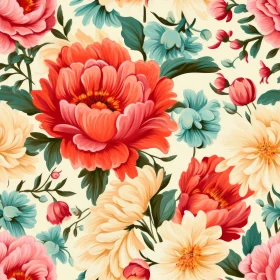 Floral Pattern with Roses and Bluebells