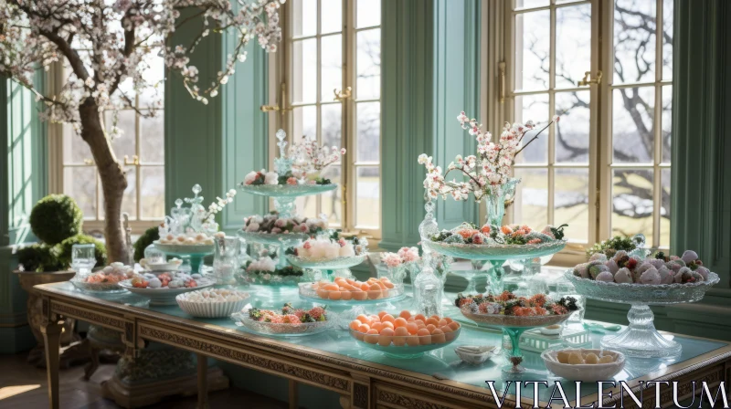 Luxurious Wedding Dessert Table Inspired by Baroque Style AI Image