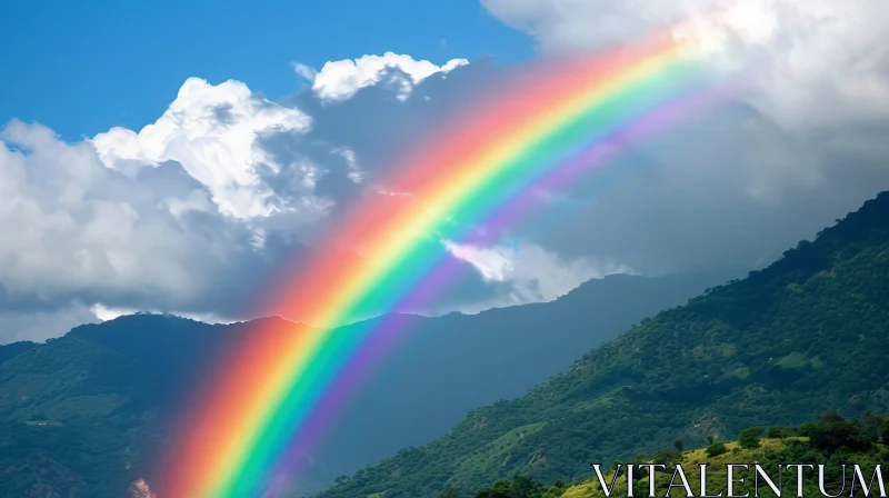 Rainbow Over Mountains: A Natural Spectacle AI Image
