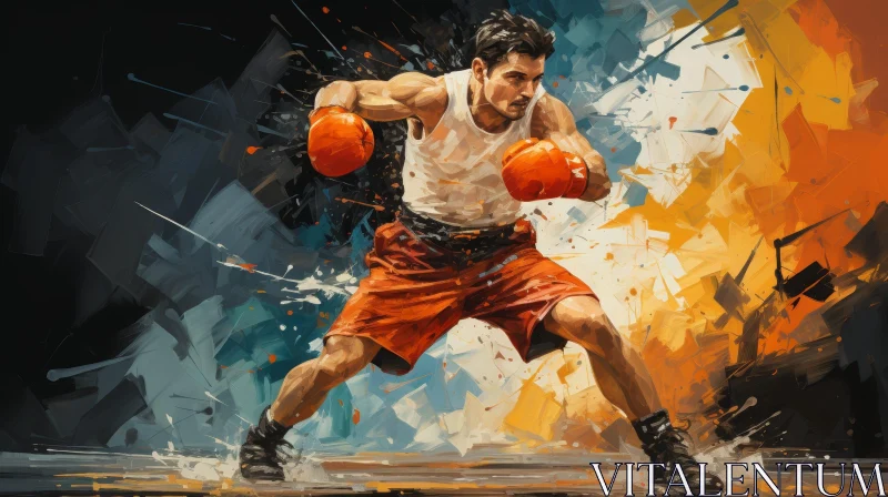 AI ART Boxer Painting - Athletic Energy in Art