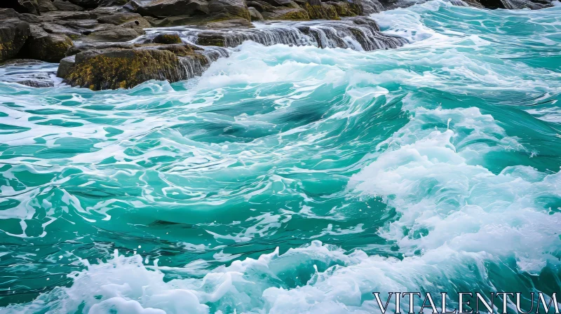 Captivating Sea Waves: A Serene Capture of Blue-Green Beauty AI Image