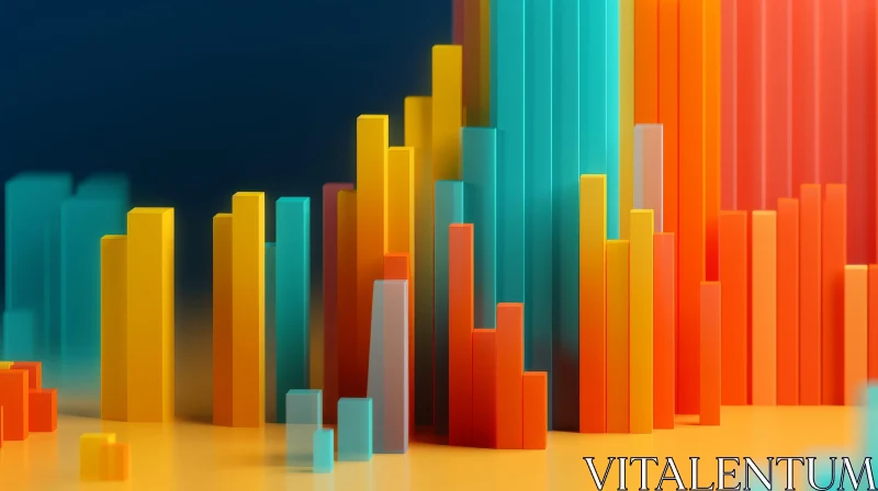 Colorful 3D Bar Graph with Staggered Pattern AI Image