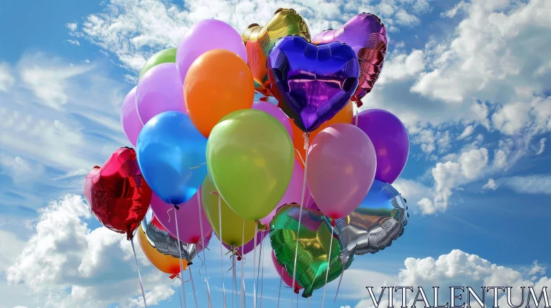 Colorful Balloons in the Sky - Joyful Nature Scene AI Image