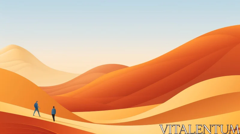Desert Landscape Vector Illustration AI Image