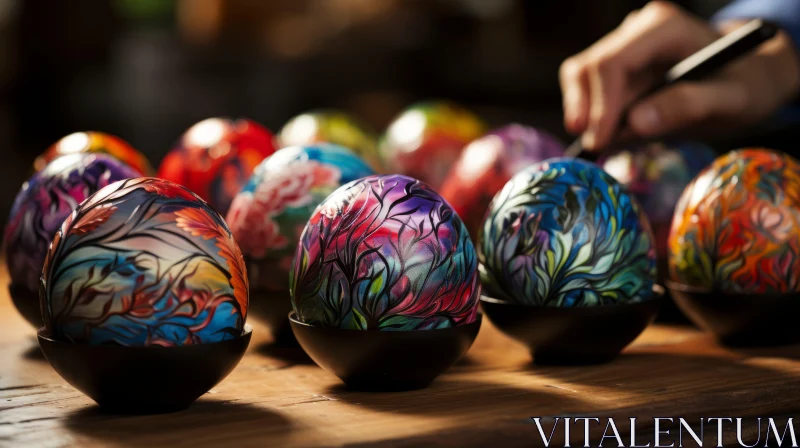AI ART Handcrafted Easter Eggs: Nature-Inspired Art Nouveau