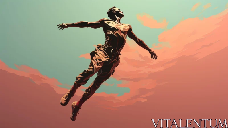 Levitating African-American Man in Surreal Scene AI Image
