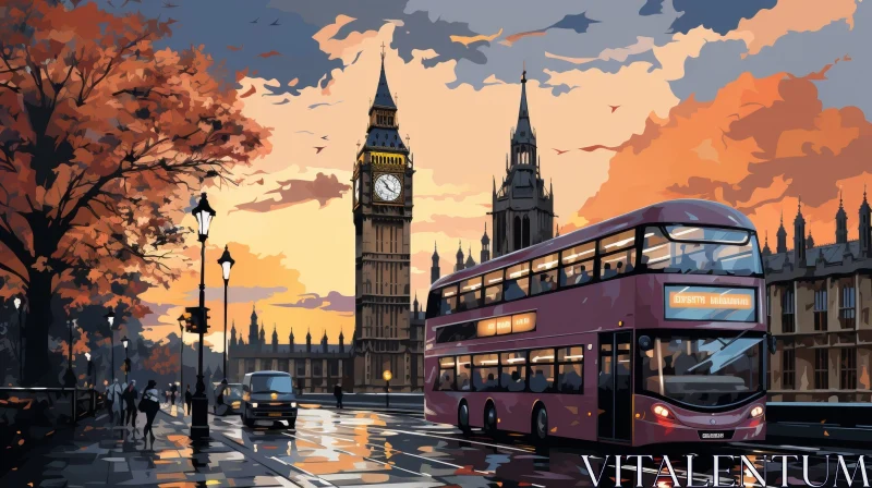 AI ART London Street Painting - Cityscape Artwork