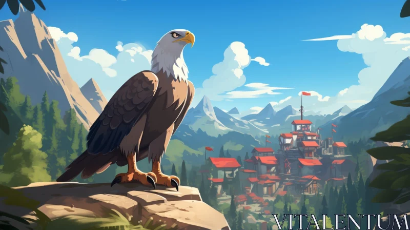 Majestic Bald Eagle Digital Painting AI Image