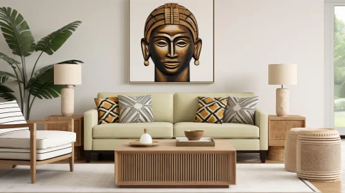 Modern African Mask Inspired Living Room Decor