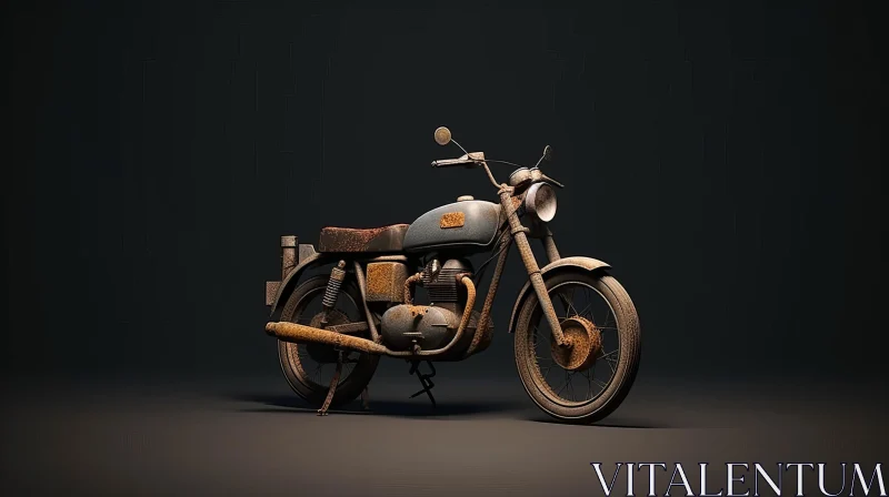 AI ART Vintage Rusty Motorcycle Art