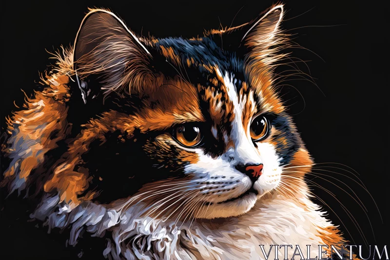 Captivating Calico Cat Painting in Acrylic | Digital Art Techniques AI Image