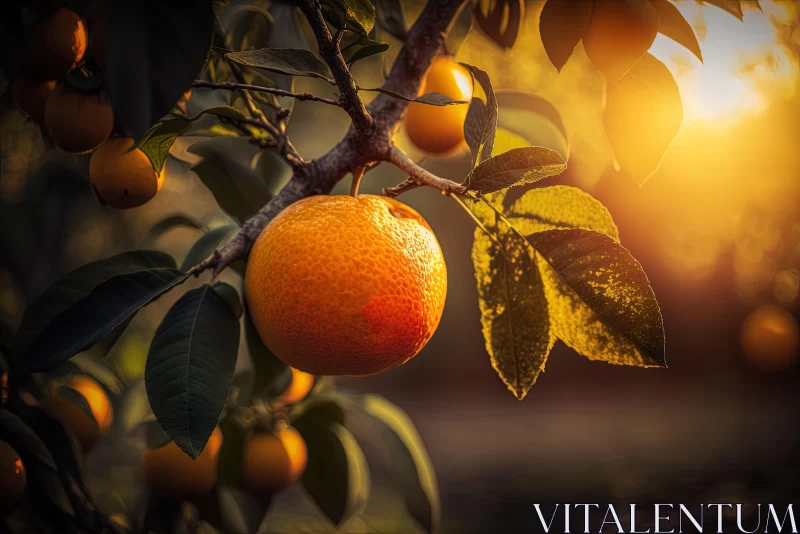 Captivating Oranges on Tree Near Sunrise - Nikon D850 AI Image