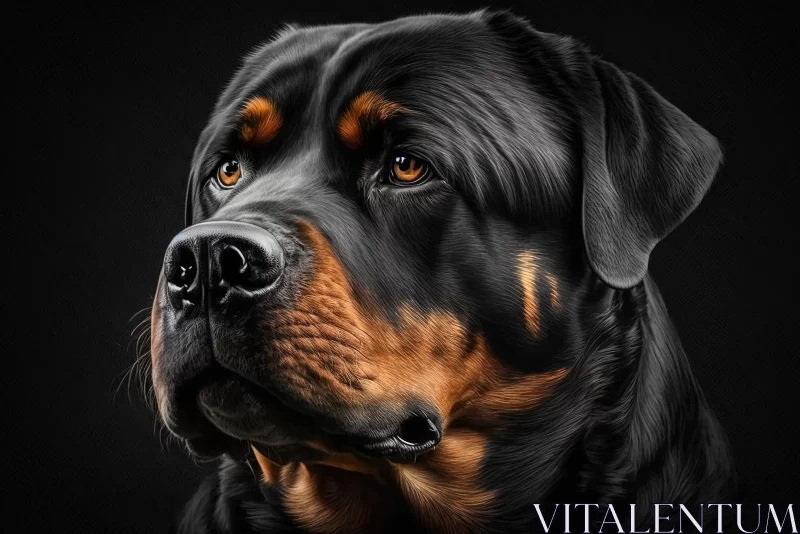 Captivating Portrait of a Black Rottweiler Dog AI Image