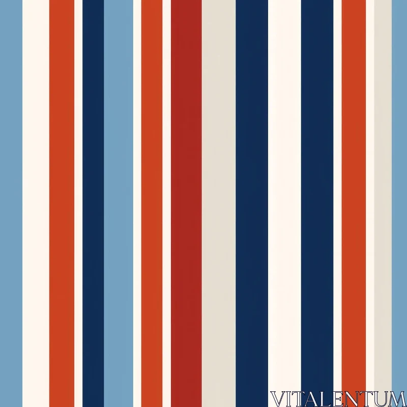 Distressed Vertical Stripes Pattern in Blue, Red, and Cream AI Image