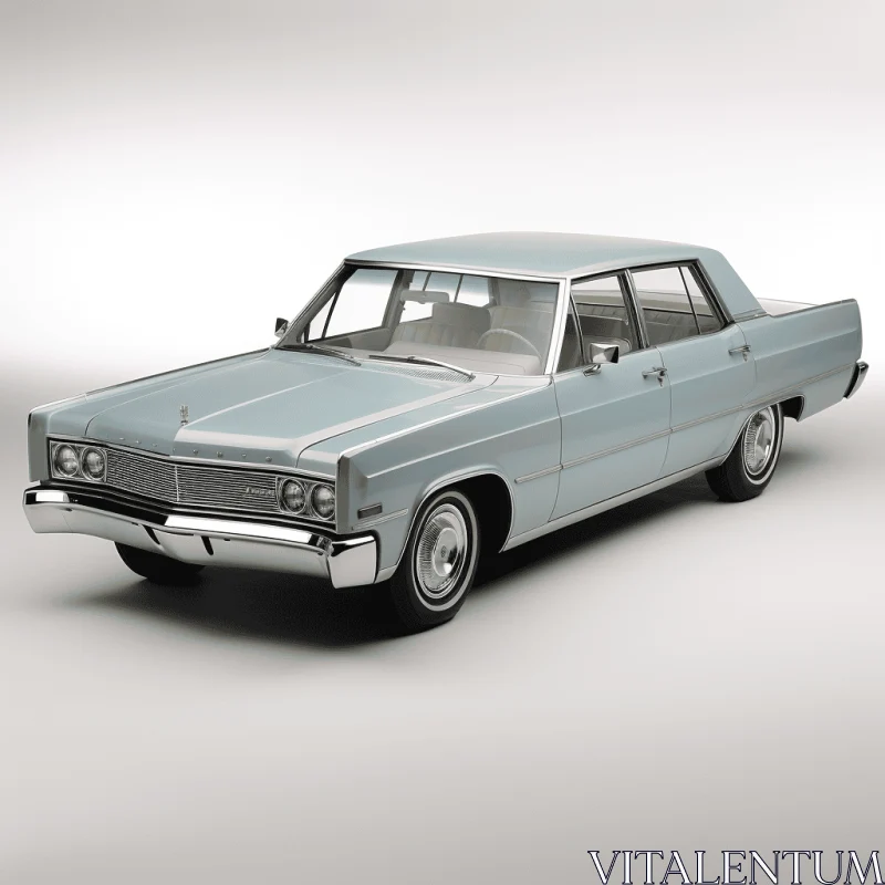 Meticulous Photorealistic Renderings of a Blue Classic Car on a White Background AI Image