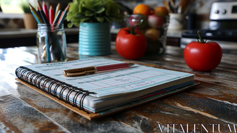 Monthly Planner on Wooden Table | September Organizer AI Image